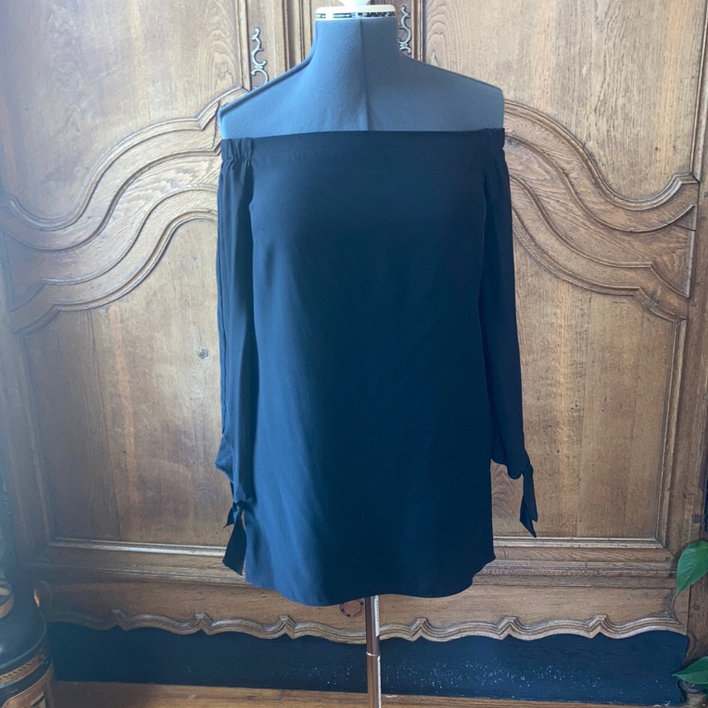 Amanda Uprichard Black Silk Long Sleeve Dress
